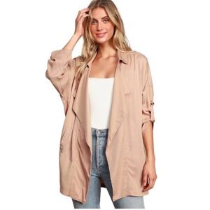 Lulu's Blush Pink Open Front Jacket